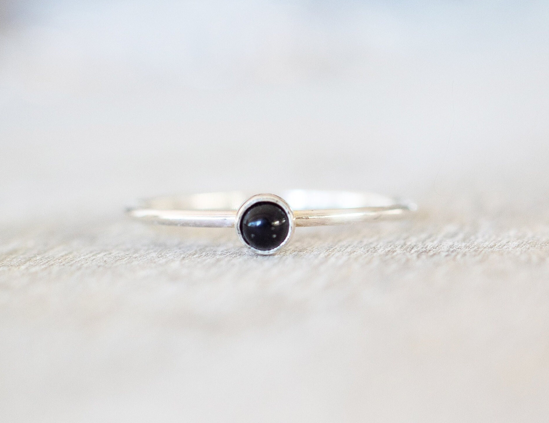 Super Dünn Silber 3mm Onyx Ring, Sterling Edelstein Schwarz Stein Schmuck, Ringe Für Frauen von minimalaccents