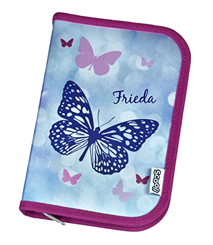 Federmäppchen für Mädchen mit Namen Bedruckt | Schmetterling Butterfly | Gefülltes Schüler-Etui Personalisierte Federtasche von minimutz