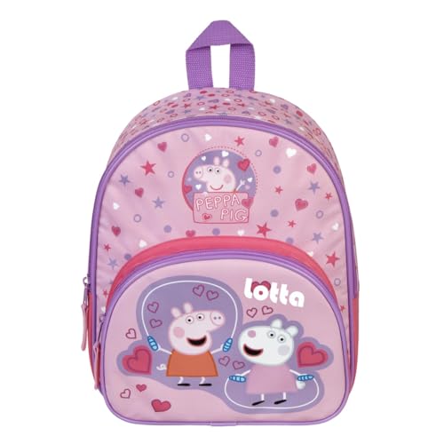 Kindergartenrucksack Peppa Pig rosa Mädchen - Personalisiert mit Name - Mädchenrucksack mit Vortasche - 2 Fächer von minimutz