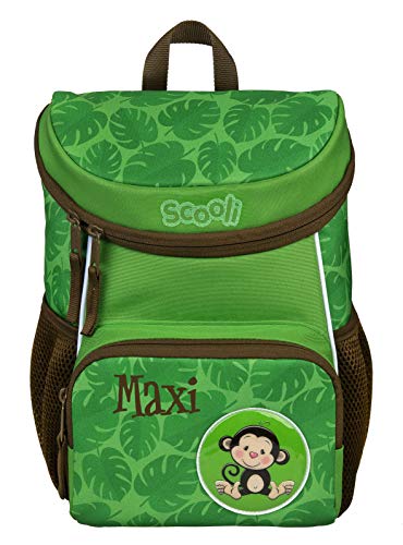 Mini-Me Kindergartenrucksack 3-6 Jahre mit Namen bedruckt | Motiv Tiere für Jungen & Mädchen | kleiner Rucksack mit Brustgurt gepolstert (Max Monkey) von minimutz