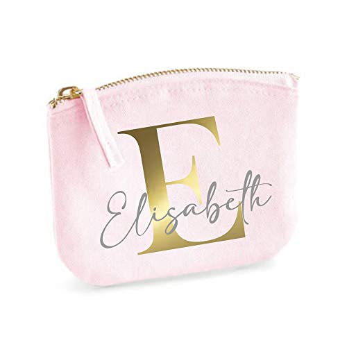 minimutz Schminktasche für Mädchen mit Name | Motiv Buchstabe Initiale inkl. Namensdruck | Personalisierte Kosmetiktasche Ordnungshüter Mädchen Damen S (14 x 11 cm) Rosa von minimutz