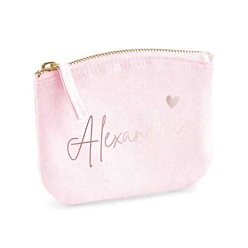 minimutz Schminktasche für Mädchen mit Name | Motiv kleines Herz inkl. Namensdruck | Personalisierte Schminktasche Ordnungshüter Damen Mädchen (S, Rosa) von minimutz