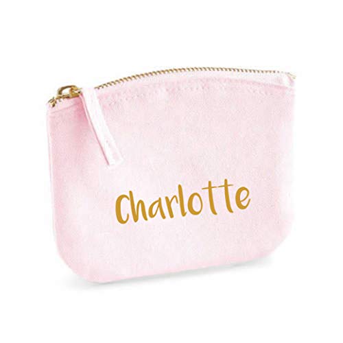 Schminktasche für Mädchen | personalisiert mit Namensdruck | kleine Kosmetiktasche für Kinder inkl. Name | Make-up Täschchen mit Reißverschluss | Abmessungen: 14,5cm x 11cm (rosa) von minimutz