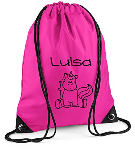 minimutz Turnbeutel Einhorn mit Name für Mädchen | Personalisierter Schuhbeutel Kinder inkl. Namensdruck | Sportbeutel Unicorn in pink von minimutz