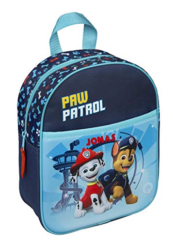 kleiner Rucksack mit Namen für Kinder | personalisiert & bedruckt | Motiv Hunde blau | 3D Kindergartenrucksack für Jungen & Mädchen inkl. NAMENSDRUCK von minimutz