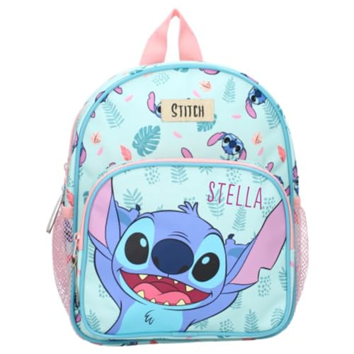 minimutz Kindergarten-Rucksack Disney Stitch - Personalisiert mit Name - Kleiner Rucksack Kinder - Freizeitrucksack mit Netztaschen von minimutz