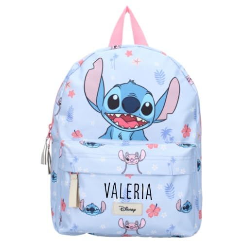 minimutz Kindergarten-Rucksack Disney Stitch - Personalisiert mit Name - Kleiner Rucksack Mädchen - Freizeitrucksack Kinder 2 Fächer von minimutz