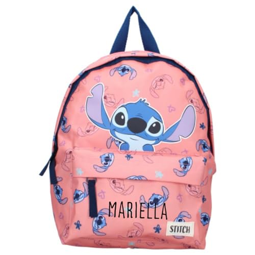 minimutz Kindergarten-Rucksack Disney Stitch - Personalisiert mit Name - Kleiner Rucksack Mädchen Jungen - Freizeitrucksack Kinder 2 Fächer von minimutz