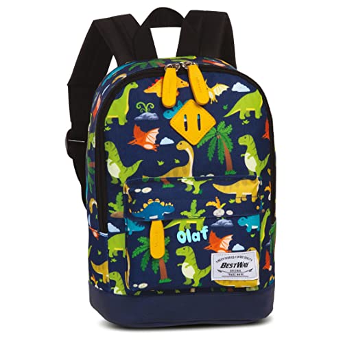 minimutz Kindergarten-Rucksack Mädchen mit Name | Kleiner personalisierter Rucksack Kinder Freizeitrucksack | Dino-saurier T-Rex Dino von minimutz