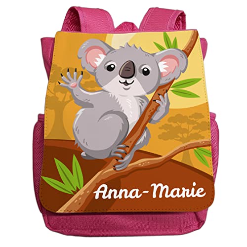 minimutz Kindergartenrucksack Jungen Mädchen mit Name | Personalisierter Rucksack Koala für Kinder | Kleiner Freizeitrucksack Kinderrucksack Kita Kindergarten 2-5 Jahre (pink) von minimutz