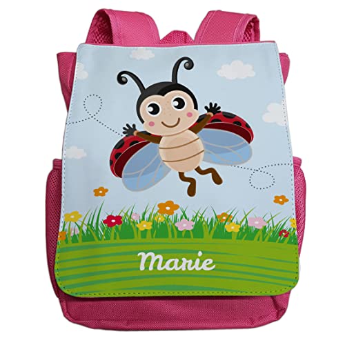 minimutz Kindergartenrucksack Mädchen mit Name | Personalisierter Rucksack Marienkäfer Ladybug für Kinder | Kleiner Freizeitrucksack Kinderrucksack Kita Kindergarten 2-5 Jahre (pink) von minimutz