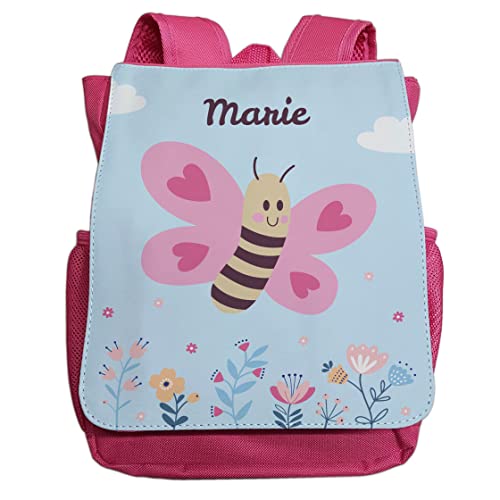 minimutz Kindergartenrucksack Mädchen mit Name | Personalisierter Rucksack Schmetterling Butterfly für Kinder | Kleiner Freizeitrucksack Kinderrucksack Kita Kindergarten 2-5 Jahre (Pink) von minimutz