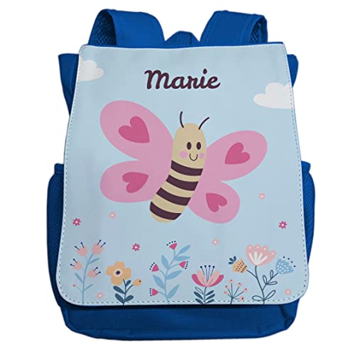 minimutz Kindergartenrucksack Mädchen mit Name | Personalisierter Rucksack Schmetterling Butterfly für Kinder | Kleiner Freizeitrucksack Kinderrucksack Kita Kindergarten 2-5 Jahre (royalblau) von minimutz