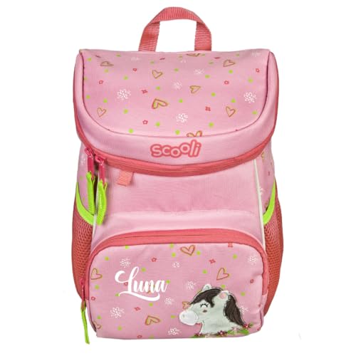 minimutz Kindergartenrucksack Mini-Me Pferd - Personalisiert mit Name - Rucksack Mädchen 3-6 Jahre - Gepolsterte Schultergurte mit Brustgurt (Polly Pony) von minimutz