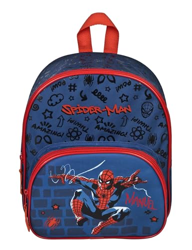 minimutz Kindergartenrucksack Spider-Man Kinder - Personalisiert mit Name - Rucksack Jungen Mädchen mit Vortasche - 2 Fächer 25.5 x 30.5 x 10 cm von minimutz