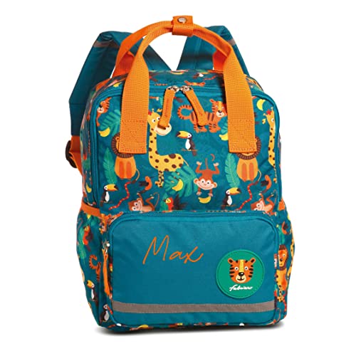 minimutz Kindergartenrucksack mit Name | Personalisierter Rucksack Kinder Safari Tiger 3-6 Jahre | Kinderrucksack Jungen Mädchen Freizeitrucksack von minimutz