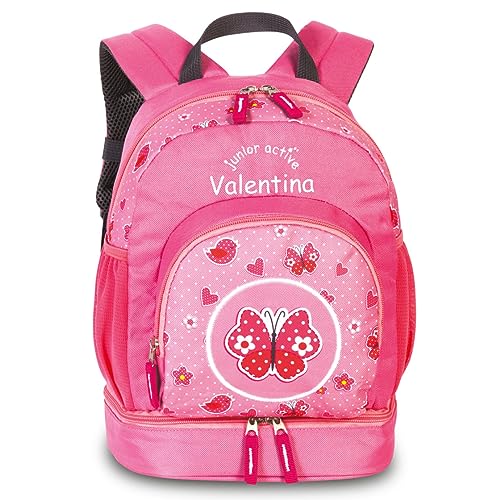 minimutz Kinderrucksack Mädchen mit Schmetterling und Name | Personalisierter Freizeitrucksack Wanderrucksack mit Bodenfach Kinder | Kindergartenrucksack Kita Kitatasche in rosa von minimutz