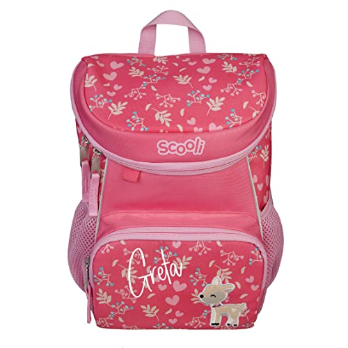 minimutz Mini-Me Kindergartenrucksack mit Name | personalisierter Mädchenrucksack Reh 3-6 Jahre | Kinderrucksack Mädchen gepolsterte Schultergurte mit Brustgurt (Daisy Deer) von minimutz