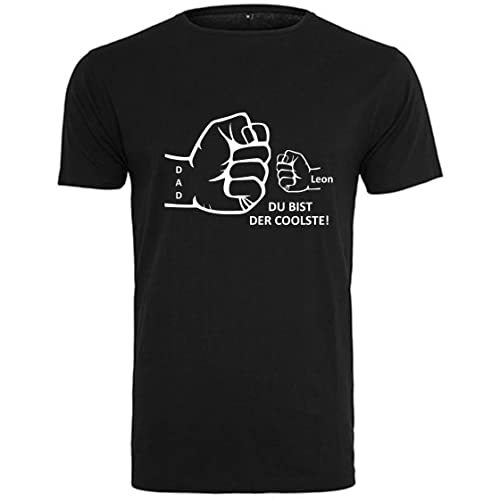 minimutz Papa T-Shirt personalisiert mit Namen | Herren Shirt Dad Bedruckt mit Faust und coolem Spruch | Personalisiertes Geschenk Vatertag Männer Vatertagsgeschenk (schwarz M) von minimutz