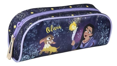 minimutz Schlampermäppchen Disney Wish Stern Mädchen - Personalisiert mit Name - Schüler-Etui Stiftemäppchen für Schule und Daheim von minimutz