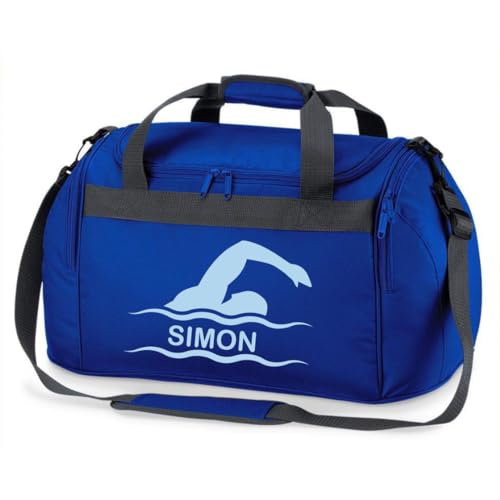 minimutz Sporttasche Schwimmen für Kinder - Personalisierbar mit Name - Schwimmtasche Duffle Bag für Mädchen und Jungen (Royalblau) von minimutz