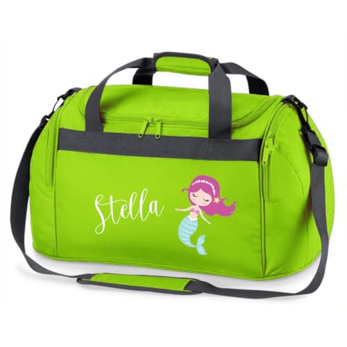 minimutz Sporttasche Schwimmen für Kinder - Personalisierbar mit Name - Schwimmtasche Meerjungfrau Duffle Bag für Mädchen und Jungen (grün) von minimutz