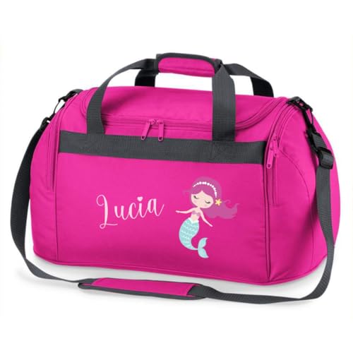 minimutz Sporttasche Schwimmen für Kinder - Personalisierbar mit Name - Schwimmtasche Meerjungfrau Duffle Bag für Mädchen und Jungen (pink) von minimutz