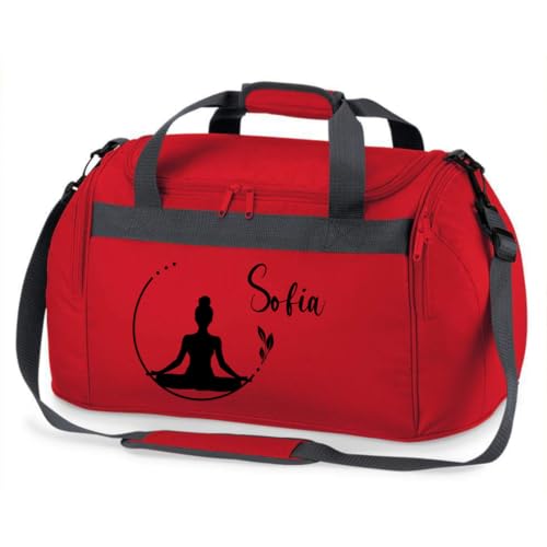 minimutz Sporttasche Schwimmen für Kinder - Personalisierbar mit Name - Schwimmtasche Meerjungfrau Duffle Bag für Mädchen und Jungen (rot) von minimutz