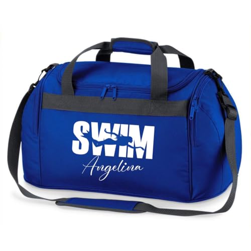 minimutz Sporttasche Schwimmen für Kinder - Personalisierbar mit Name - Schwimmtasche Swim Duffle Bag für Mädchen und Jungen (Royalblau) von minimutz