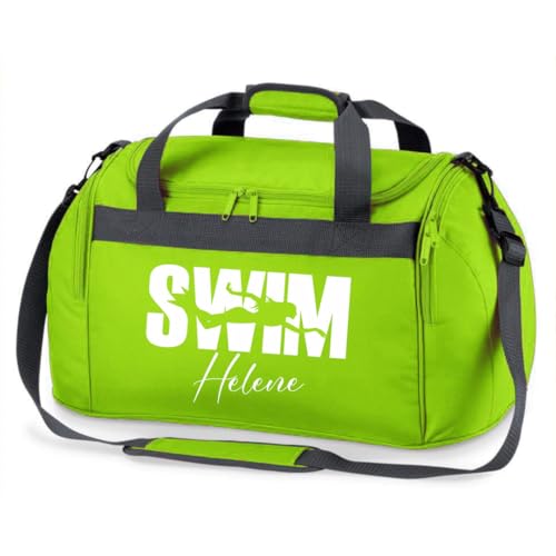 minimutz Sporttasche Schwimmen für Kinder - Personalisierbar mit Name - Schwimmtasche Swim Duffle Bag für Mädchen und Jungen (grün) von minimutz