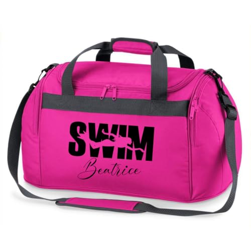 minimutz Sporttasche Schwimmen für Kinder - Personalisierbar mit Name - Schwimmtasche Swim Duffle Bag für Mädchen und Jungen (pink) von minimutz