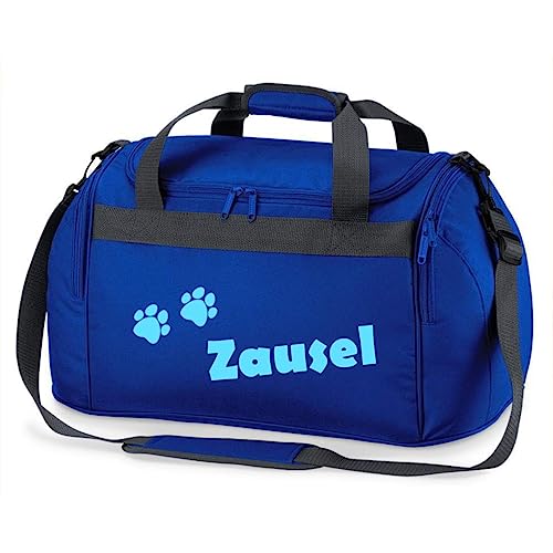 minimutz Sporttasche mit Pfoten | Personalisiert mit Namen | Sporttasche für Tierliebhaber Kinder | Hundetasche für die Tierpension | Reisetasche und Urlaubs-Tasche für Tiere (Royalblau) von minimutz