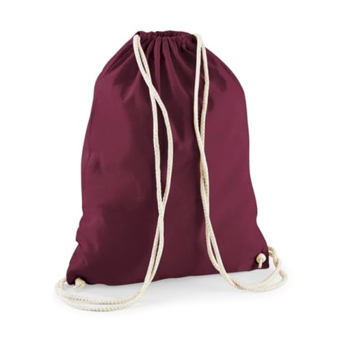 minimutz Turnbeutel Baumwolle zum Zuziehen - Schuhbeutel zum Bemalen Bedrucken - Sportbeutel Gymbag Jute Rucksack (burgund) von minimutz