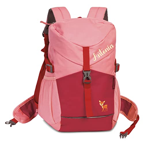 minimutz Wanderrucksack Kinder | Kinderrucksack Outdoor mit Name | Personalisierter Rucksack Mädchen Jungen mit Reh | Reise-Rucksack recycelt ab 3 Jahren von minimutz