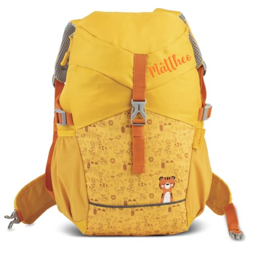 minimutz Wanderrucksack Kinder - Personalisiert mit Name - Kinderrucksack Outdoor Mädchen Jungen - Reise-Rucksack recycelt ab 3 Jahren Tiger von minimutz