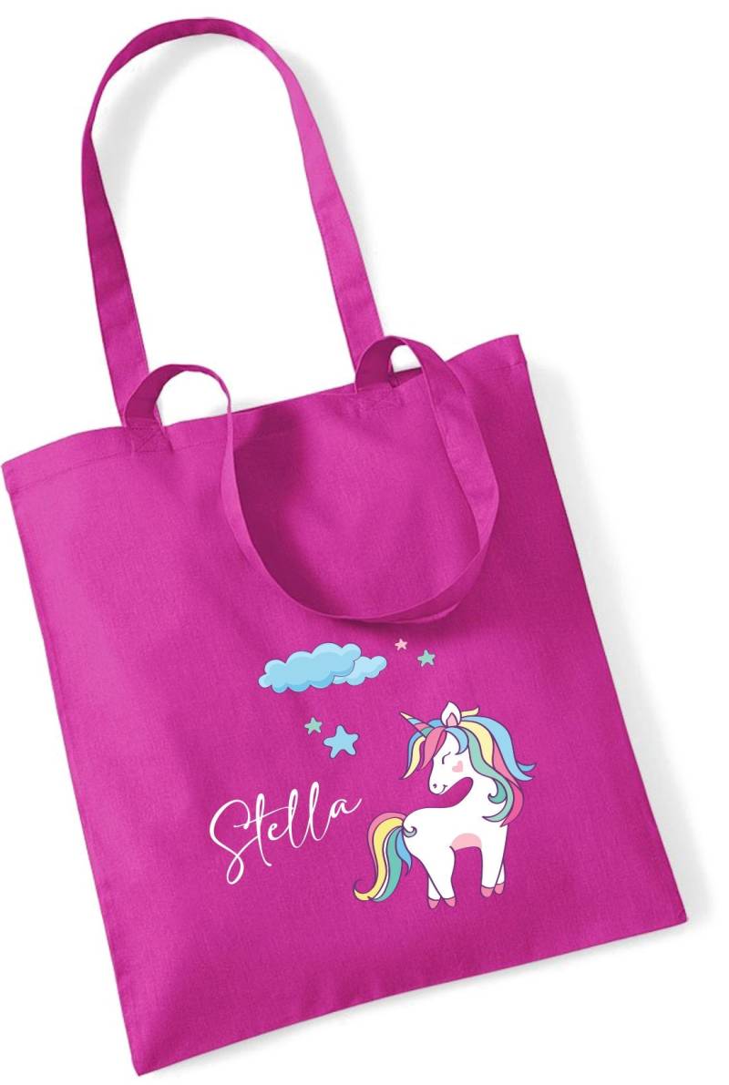 Jutebeutel Einhorn Mit Eigenem Namen Bedruckt | Große Stofftasche Baumwolle Unicorn Wolke Sterne Personalisierter Kitabeutel Mädchen von minimutzShop