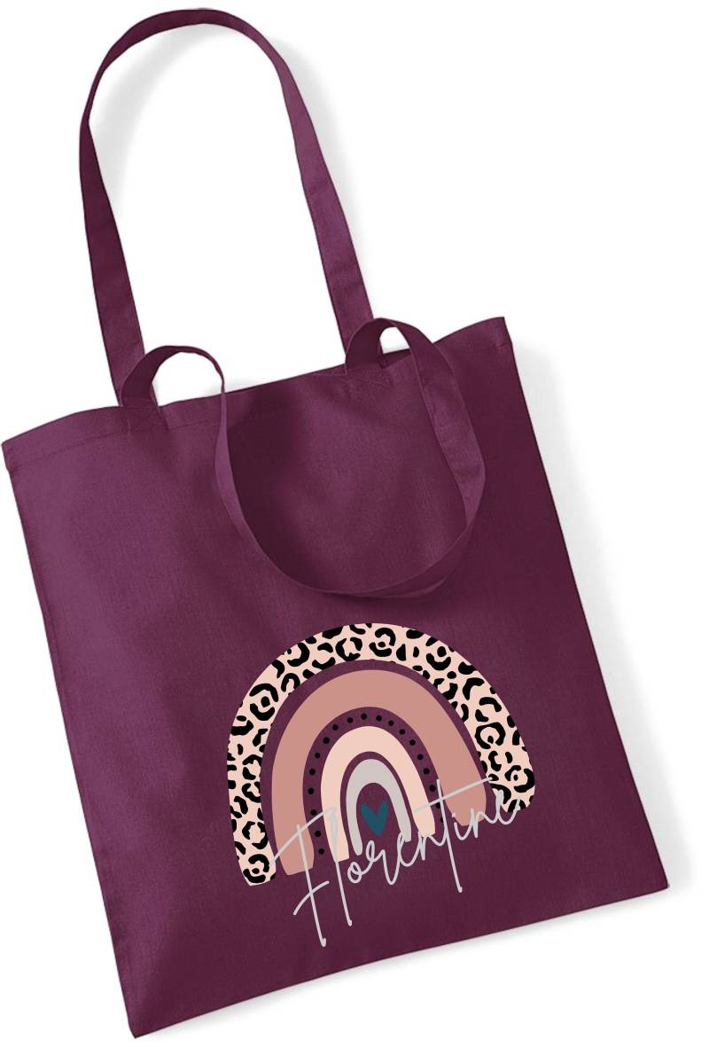 Jutebeutel Mit Name | Baumwoll-stofftasche Leo-Print Regenbogen Für Mädchen Personalisierte Lesetasche Henkeln von minimutzShop