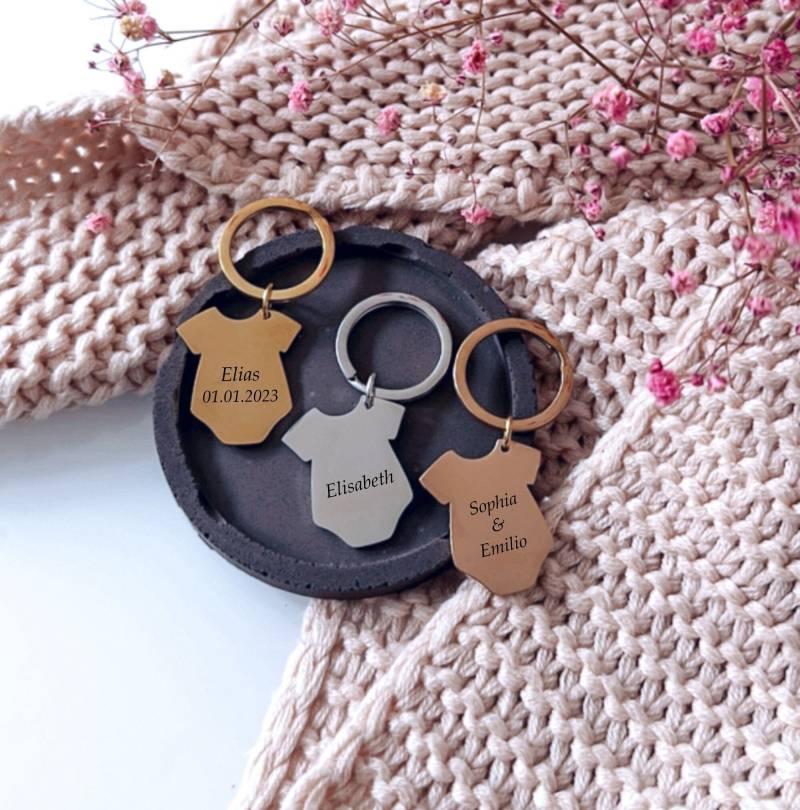 Schlüsselanhänger Personalisiert Mit Namen | Geburtsgeschenk Baby Taufgeschenk Patenkind Keychain Anhänger Gravur Mädchen Jungen von minimutzShop