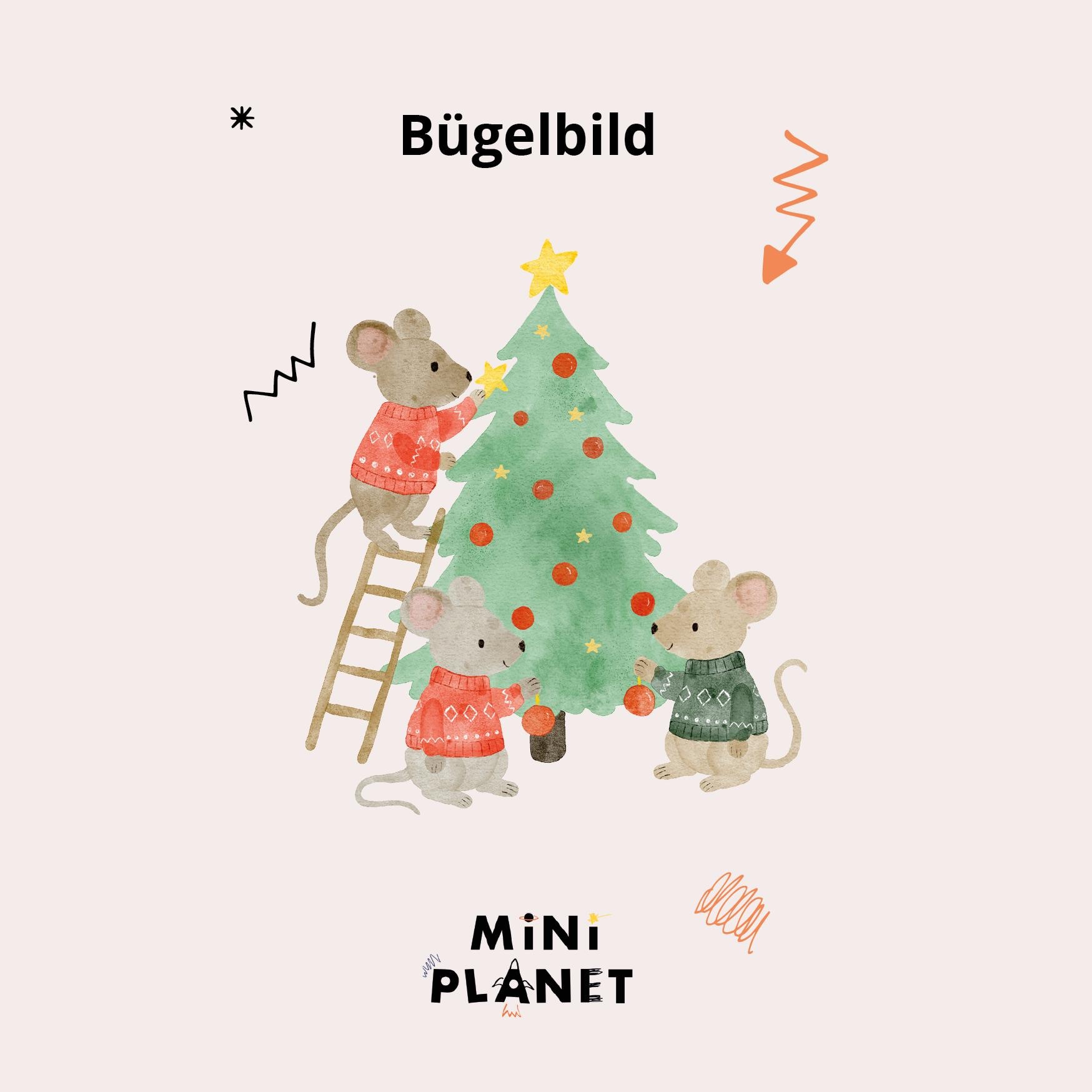 Bügelbild Weihnachtsmäuse | Dtf Aufbügler Kinder Aquarell Motiv Weihnachtsbaum Iron On Transfer Diy Geschenk Baby Shirt Weihnachten von miniplanetshop