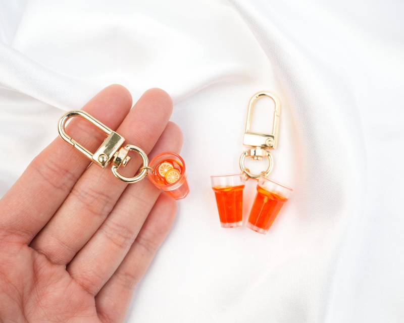 Zitronen-Eistee-Schlüsselbund | Miniatur Zitronentee Schlüsselanhänger Süßer Zitronen Eistee Mit Eiswürfeln Und Zitronenscheiben Zubehör Trinken von ministoryco