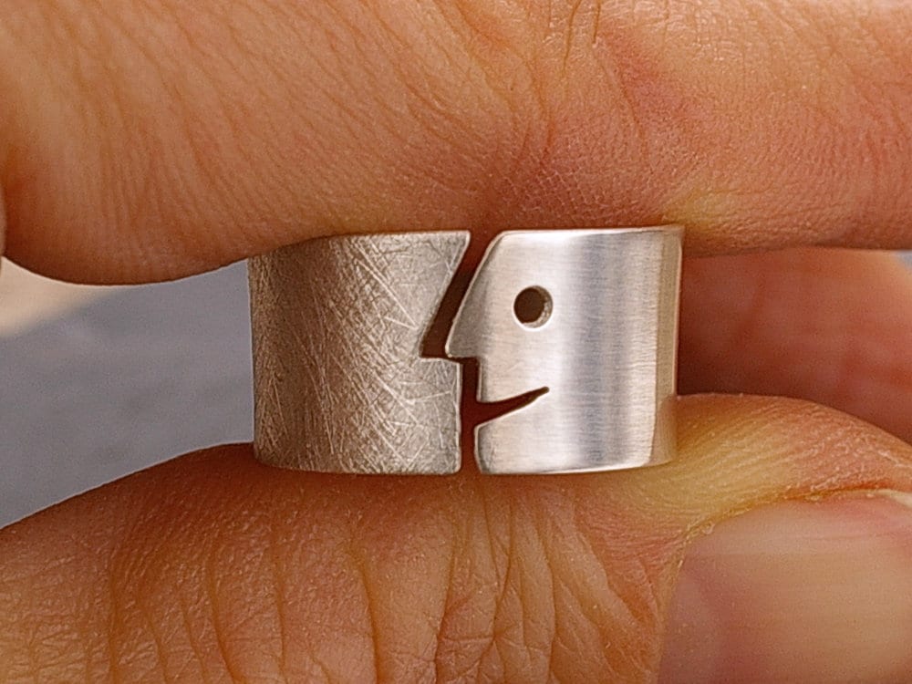 Silberring Gesicht Glatt + Rauh Silberring Gesicht Glatt + Rauh von minkasdesign