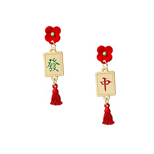 1 Paar Chinesische Mahjong Ohrringe Dekorative Ohrhänger im Mahjong Design für Neujahrsschmuck Ear Drops für Festliche Anlässe Frauen 1 Paar Chinesische Mahjong Ohrringe Dekorative Ohrhänger im Mahjong Design für Neujahrsschmuck Ear Drops für Festliche Anlässe Frauen von minkissy