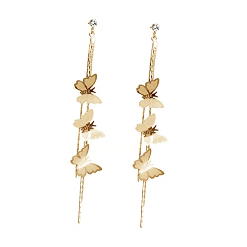 1 Paar Damen Ohrclips mit Langem Eardrop Quasten Dekorative Ohrringe für Hochzeit Stilvolles Accessoire von minkissy