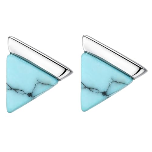 minkissy Türkisfarbene Dreieck Ohrringe Für Damen Stilvolle S925 Silber Ohrringe Hautfreundlich Kreatives Design Für Partys Und Verabredungen von minkissy