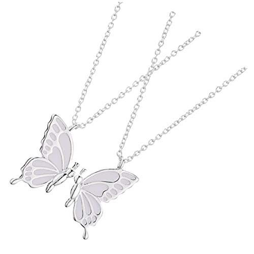 1 Paar Freundschaftsketten für Damen Teiliges Silberschmuck mit Schmetterlingsanhängern Perfektes für Freundinnen Geburtstage Weihnachten oder Besondere Anlässe von minkissy