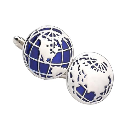1 Paar Manschettenknöpfe Herren Design Erdball Cufflinks für Hochzeiten Festliche Anlässe Stilvolle Hemdelemente für Männer Langlebig Vielseitig Einsetzbar von minkissy