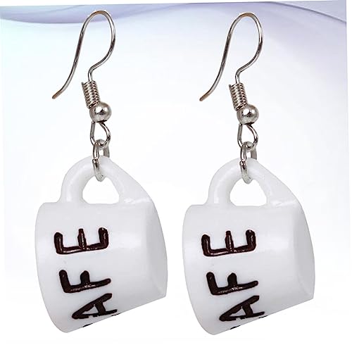 1 Paar Mini Ohrringe Herzform Weiße Kaffeetassen Design Stilvolle Ohrringe für Damen Kreative Schmuckstücke für Partys Besondere Anlässe von minkissy