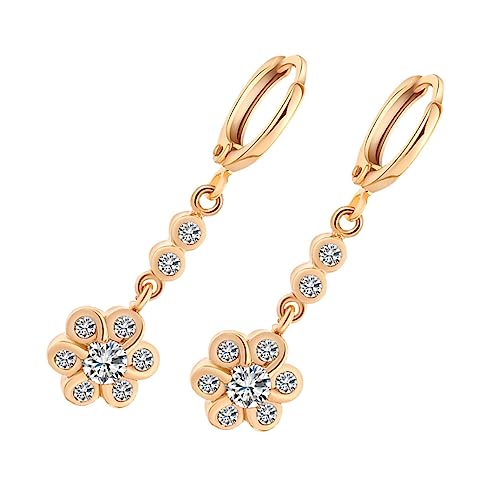 minkissy Ohrringe Damen Blume Hängeform Goldfarben Minimalistisch Für Alltag Party von minkissy