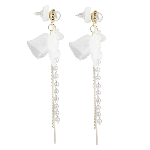 1 Paar Ohrringe mit Schleife Perlen Funktion Tassel Design für Damen Szene für Besondere Anlässe Ohrringe mit Schleife Perlen Tassel Design Partys Hochzeiten Tägliche Outfits von minkissy