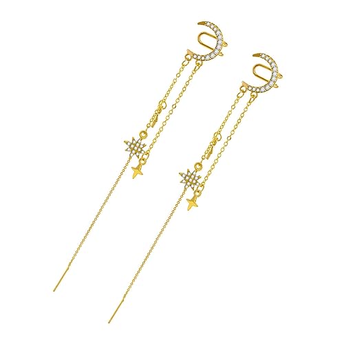 1 Paar Sternenmond Ohrclip Damen Ohrringe Leichte Langlebige Ohrringe Clip Design für Empfindliche Perfektes für Freunde Familie Minimalistischer Schmuck von minkissy